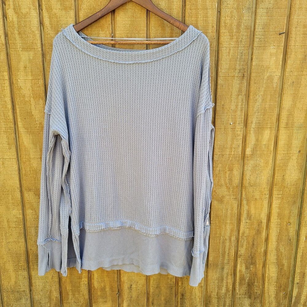 Free People We The Free North Shore Tunic Waffle Knit Tunic Grey Womens Size XS